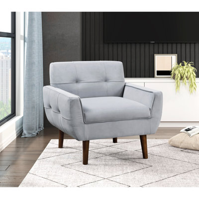 Chaise d'appoint grise avec accoudoirs de 5 po de largeur et dossier confortable en velours moderne