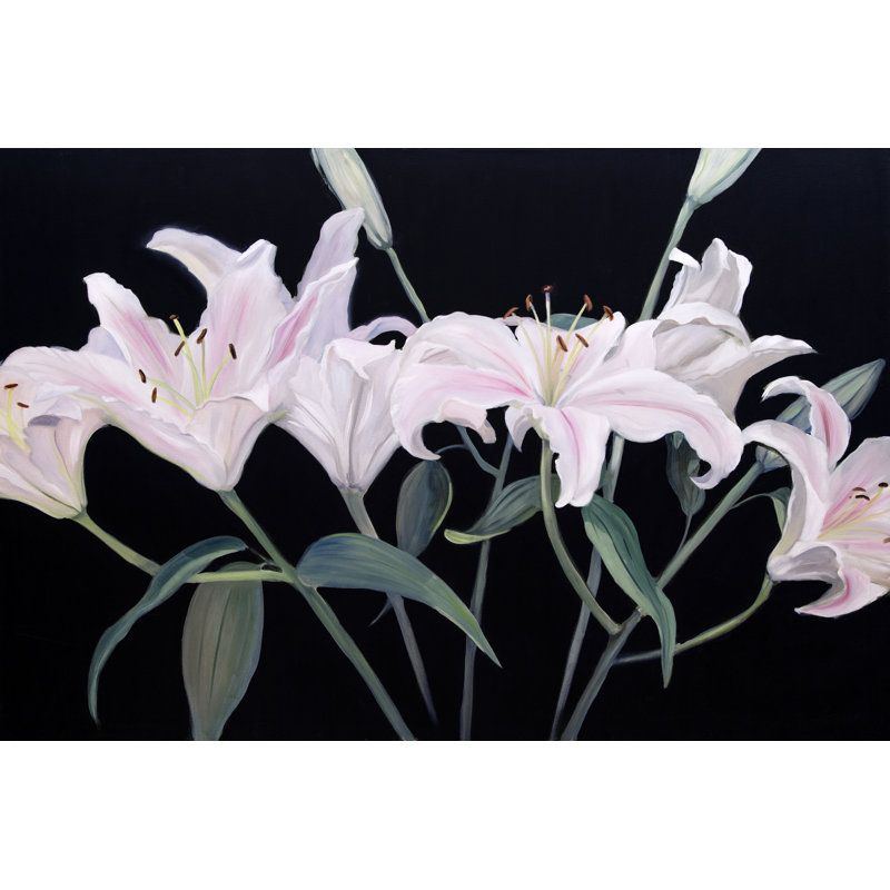 Dramatic Lilies - Graphic Art, 51 cm H x 76 cm W, Black Floater Framed