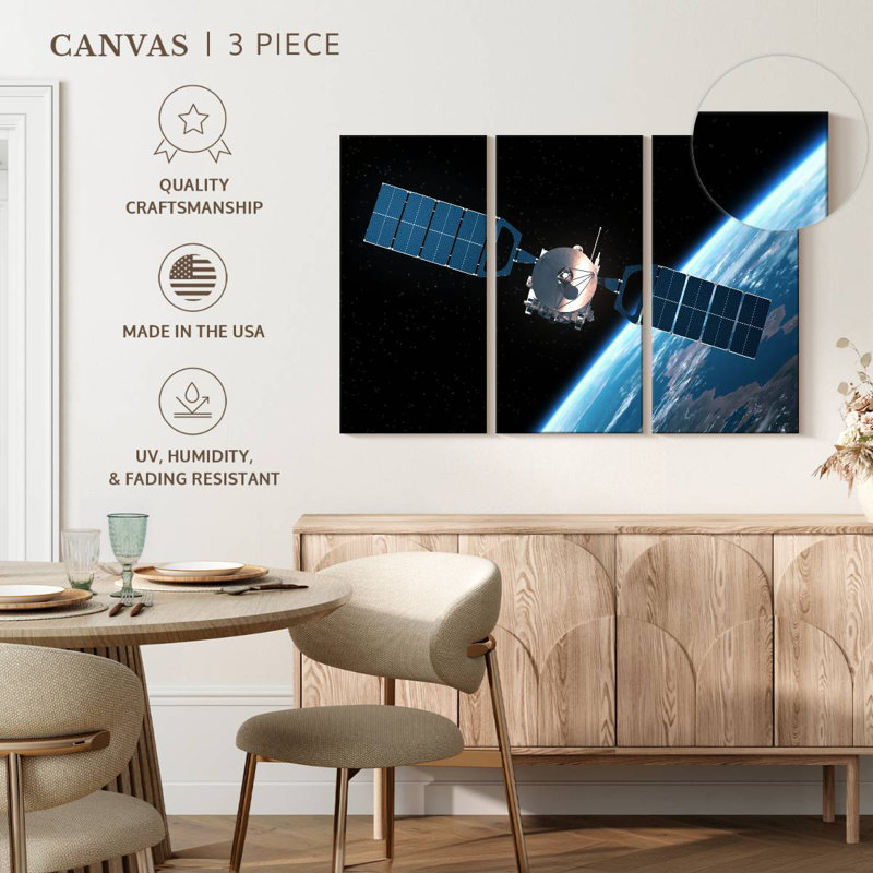 'Satellite Orbiting Earth, 48" H x 74" W