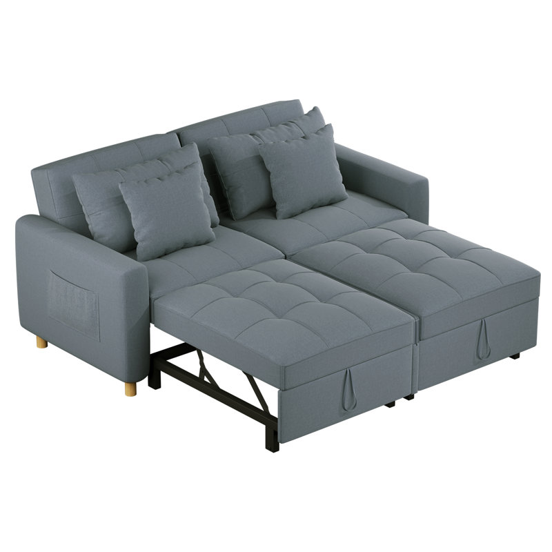 2 Seater Linen Sofa Bed, Dark Grey