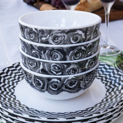 Greyscale Roses Faux Linen Napkin