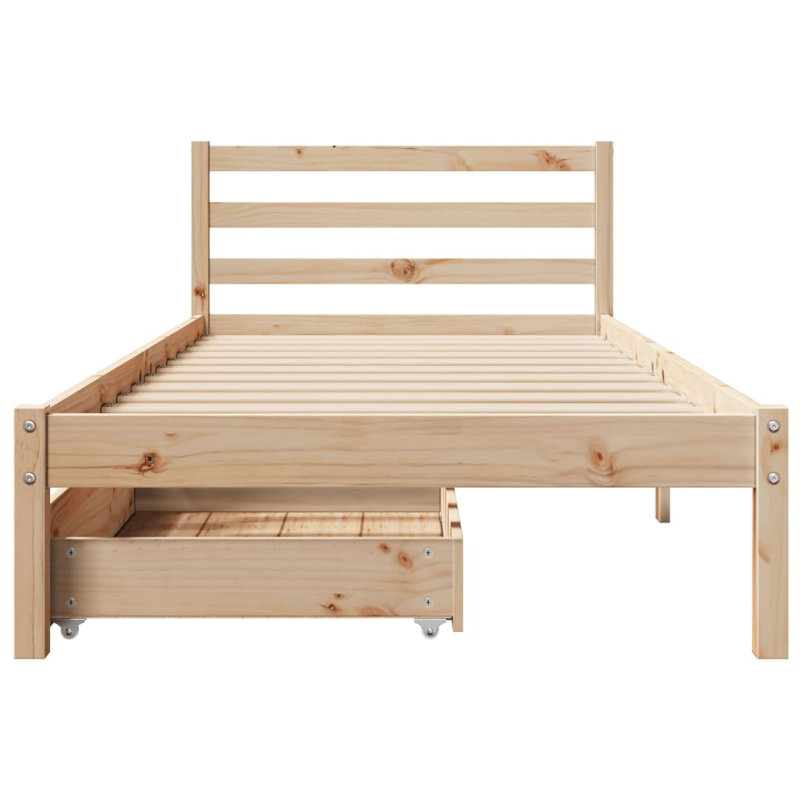 Solid Wood Storage Bed, Brown, Small Single (2'6)