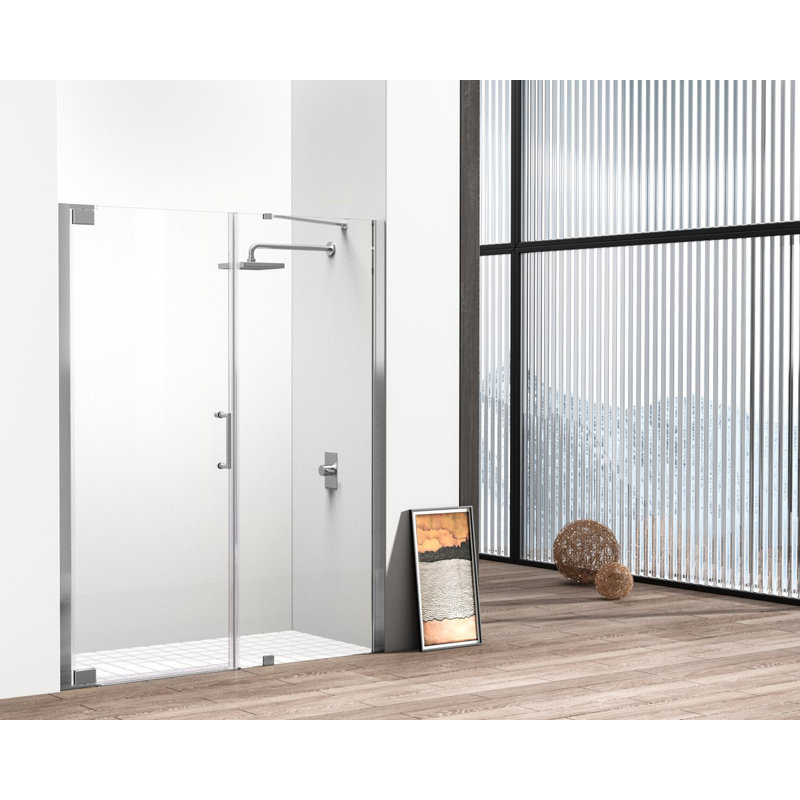 Porte de douche pivotante sans cadre l 58,5 "x H 72", Nickel