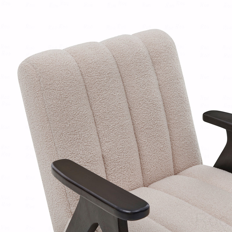 Chaise confortable avec une élégante base stable en bois, Beige