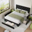 Bed Frame With Diamond Tufted Headboard, PU Leather Platform Bed With Storage Drawer, Wooden Slats Support, No Box Spring Needed, Easy To Assembly-284535231