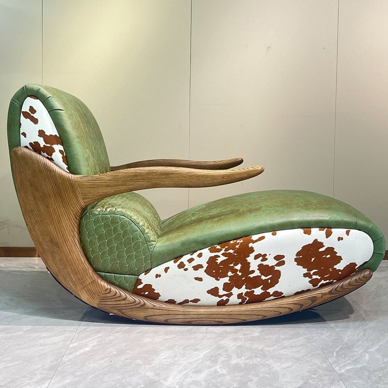 Chaise berçante simple en similicuir Living Room, Vert