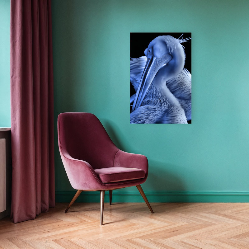 Majestic Blue Pelican Elegant Peaceful Serene Bird Pelican Nature Portrait Wall Art Print 1 Piece Wrapped Canvas Wall Art