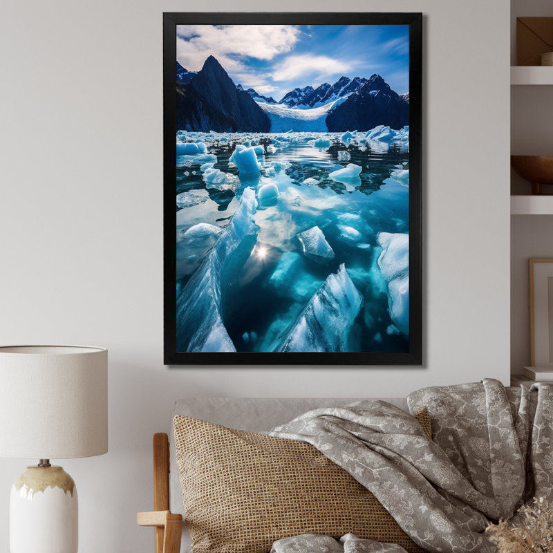 Glaciers à couper le souffle en Alaska III, H 40 po x l 30 po x P 1,5 po, Cadre photo noir