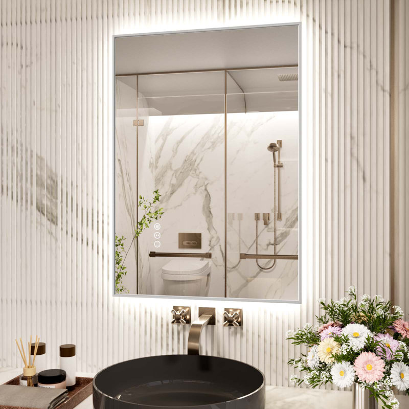 Miroir de salle de bain à DEL avec lumières, 40 po x 30 po