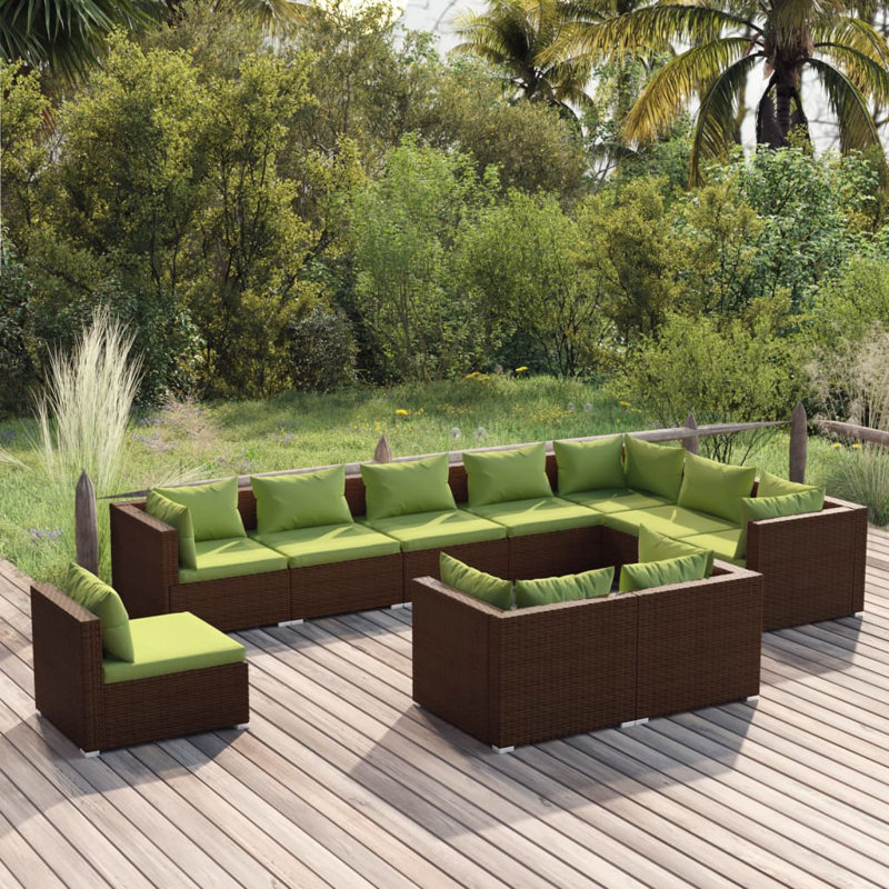10 Piece Lounge Sofa Seating Group, Cinnamon Red, Brown