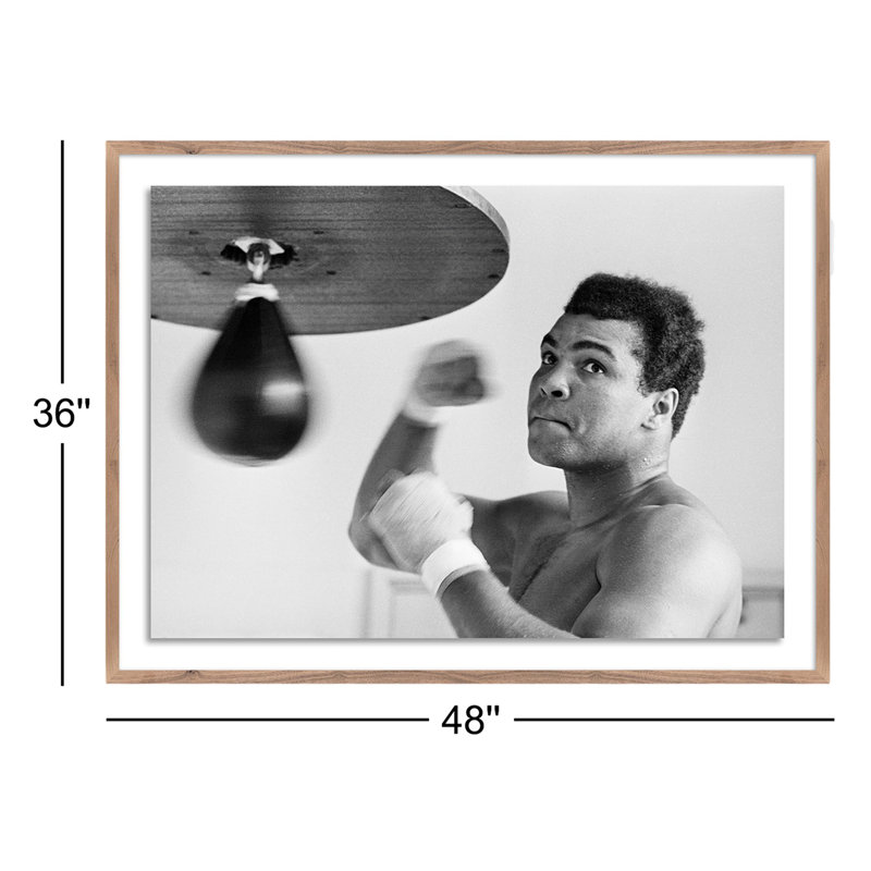 Muhammad Ali Punching Bag Print by Getty Images, Rustic Walnut Framed, 36" H x 48" W