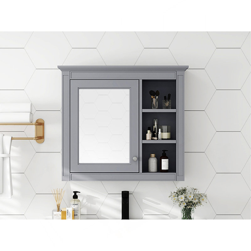 Armoire de rangement murale avec miroir, fonctionnelle et élégante pour vos besoins de salle de bain., Gris