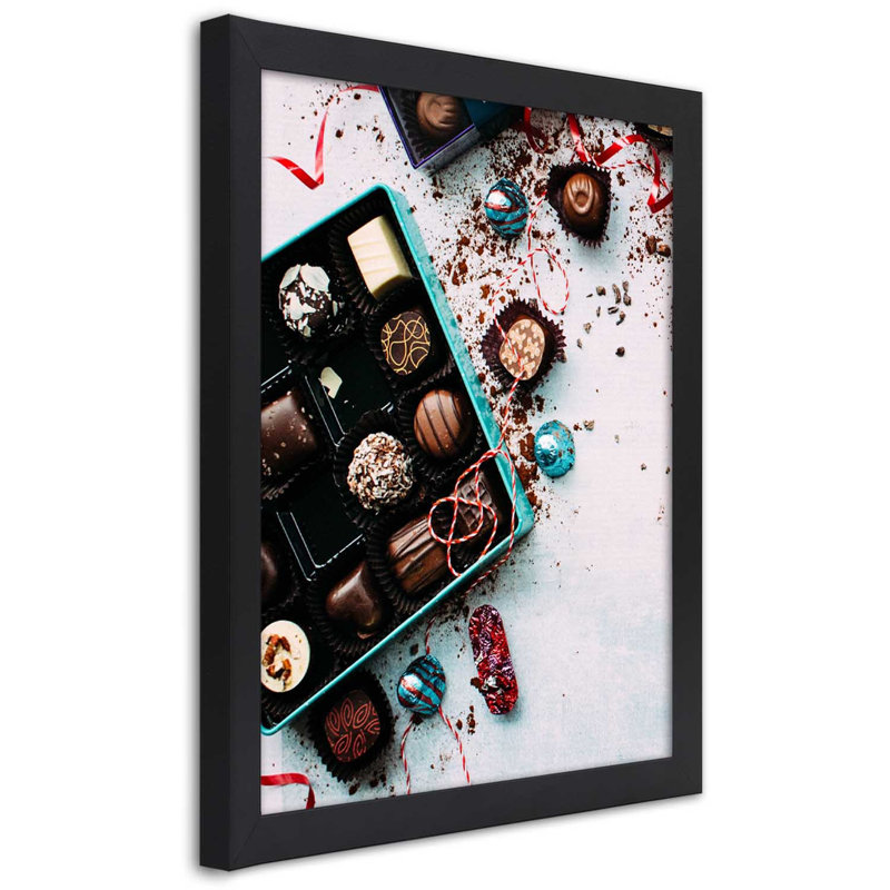 Chocolates, Sweets - Single Picture Frame Print, 100cm H x 70cm W, Black