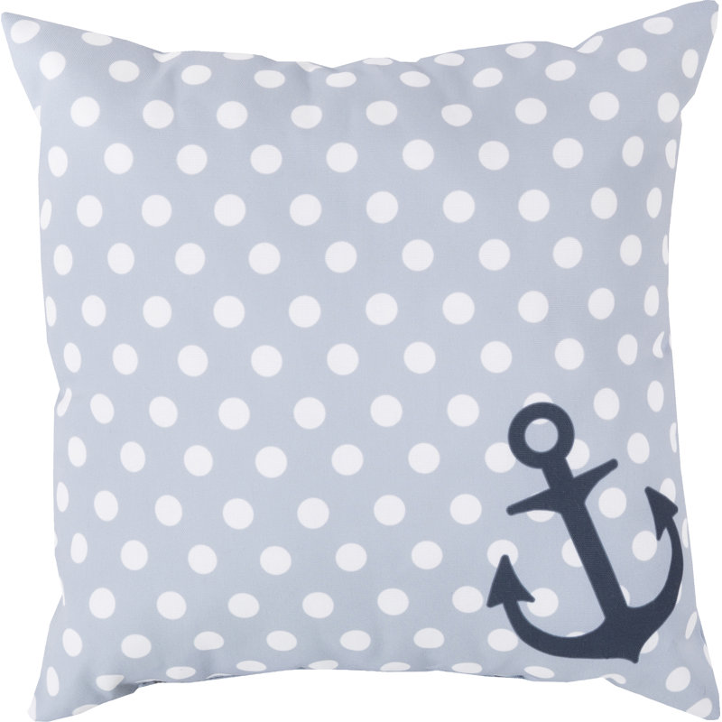 Rain Polka Dots Outdoor Throw Pillow, 18" H x 18" W x 4" D, Sunflower/Sky Blue