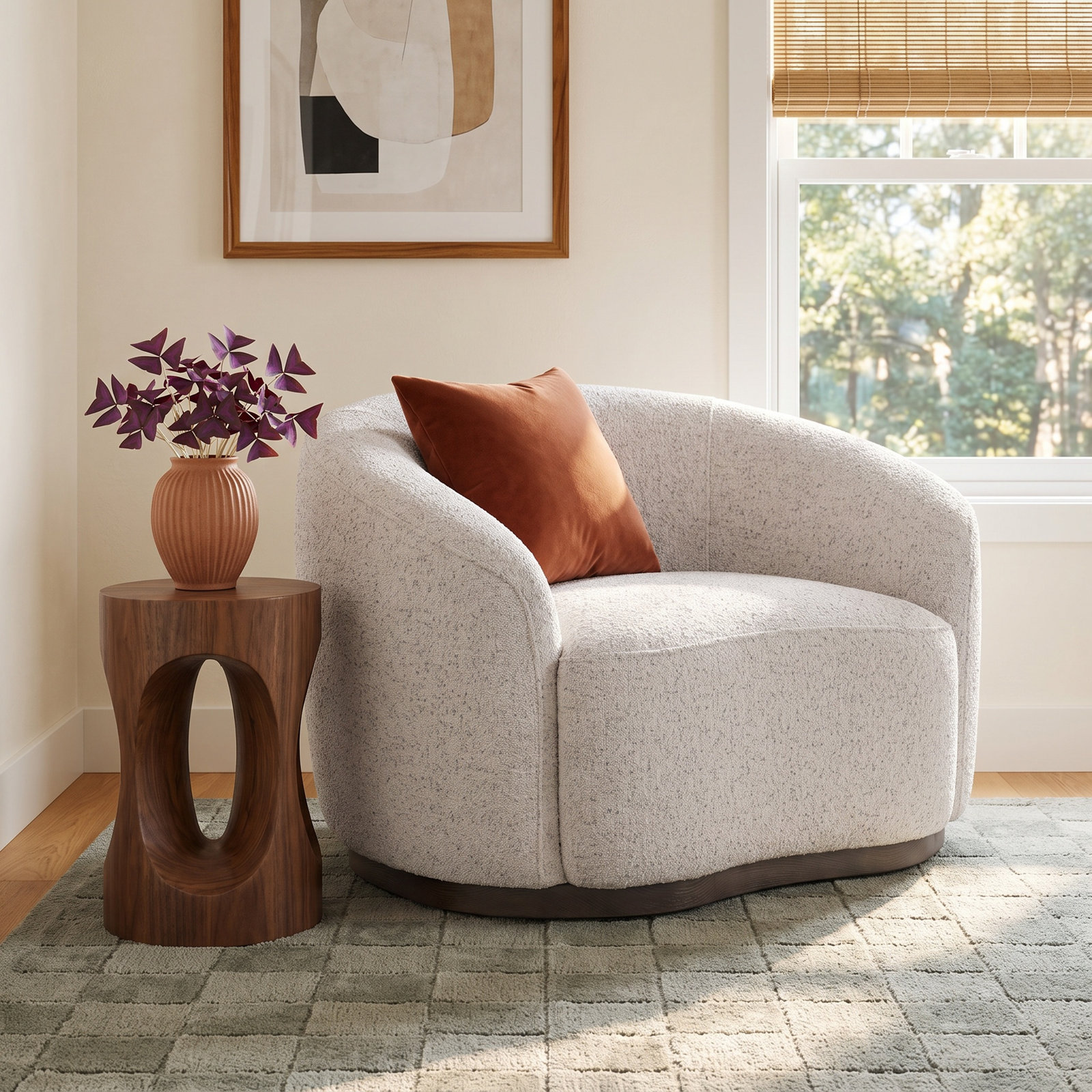 Pickensville Swivel Barrel Chair, Ivory