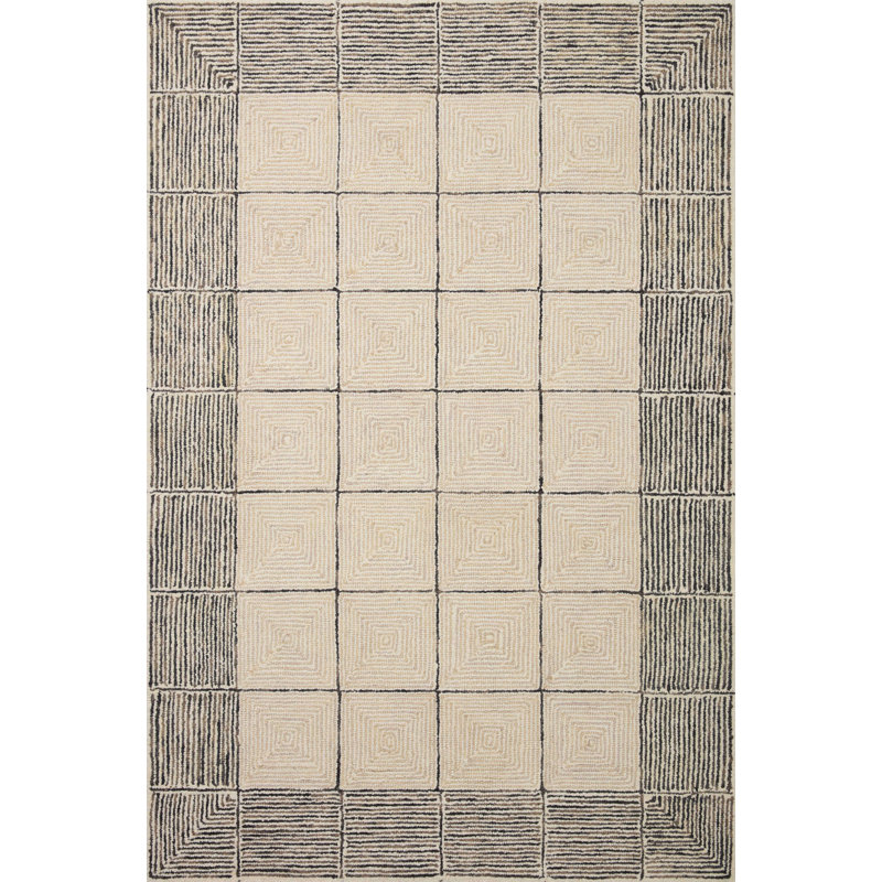 Chris Loves Julia x Loloi Francis Collection FRA-02 Cream / Black, Contemporary  Area Rug, Rectangle 5' x 7'6"