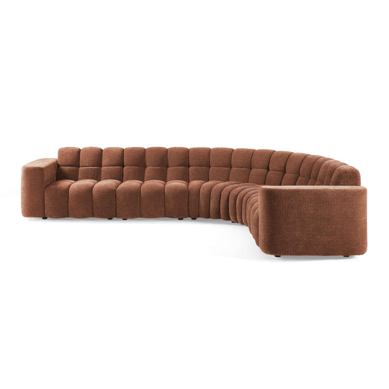 Jacobi Minimore Modern Style 142.5" W Marigold L Shape Type2 6S Sofa, Rust Chenille