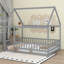 Lit double en bois pleine grandeur avec structure de toit-1177913871