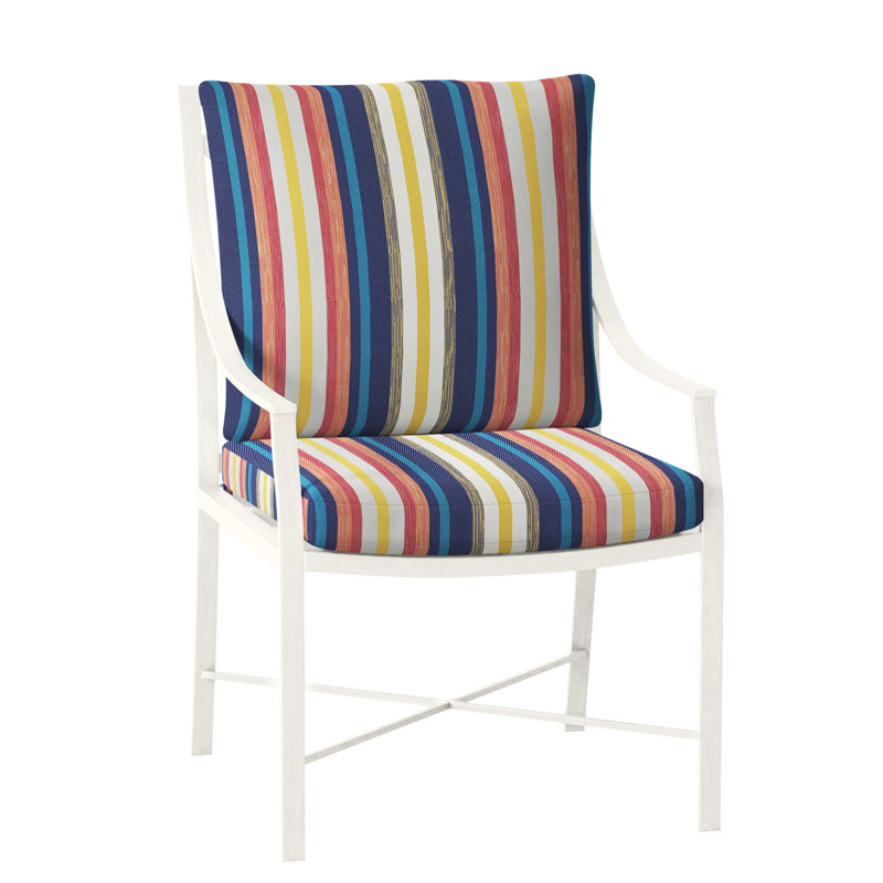 Monaco Patio Dining Armchair with Cushions, Slate Gray, Rollo Chambray InsideOut® Linen, No Welt