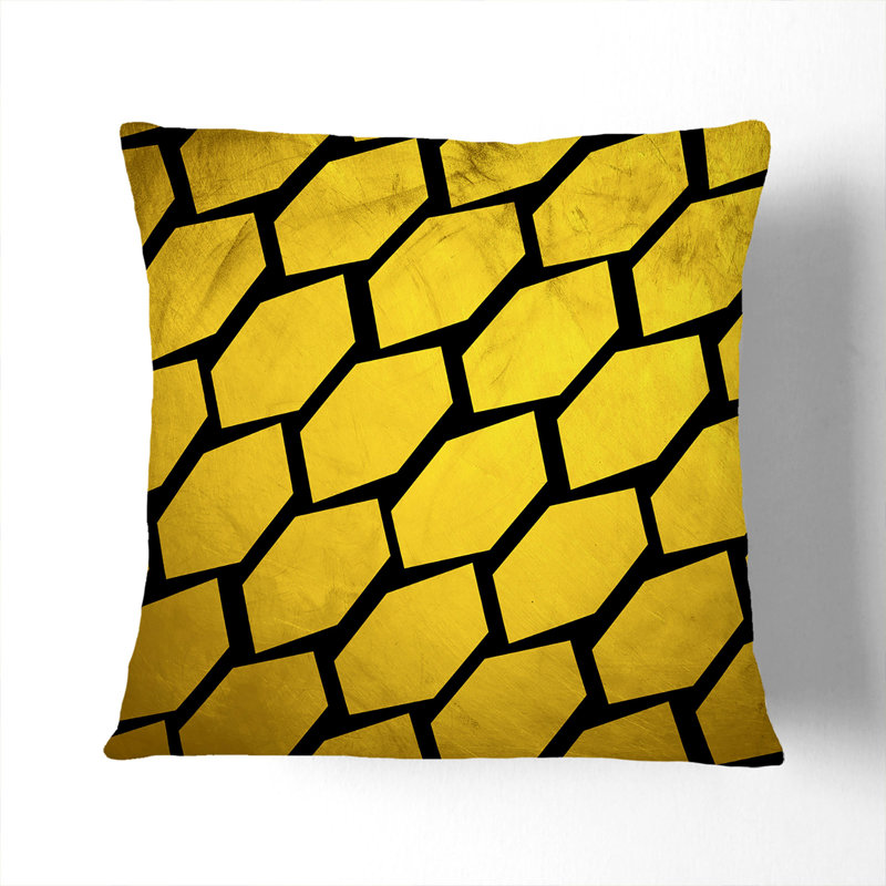 Golden Beehive Square Throw Cushion, 55cm H x 55cm W x 20cm D