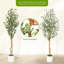 Olive artificielle en pot blanc - plante de plancher de 7 pi de hauteur avec 2 troncs en bois naturel pour le salon, la maison ou le bureau