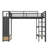 Full Size Metal Loft Bed Frame with Wardrobe, Storage Shelves and Pegboard-60397642