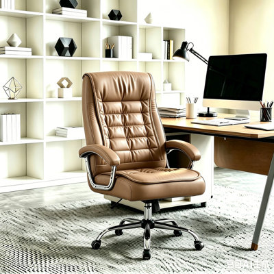 Furiphe Executive Ergonomic Office Chair High Back Faux Leather Computer Chair with Spring Seat Cushion