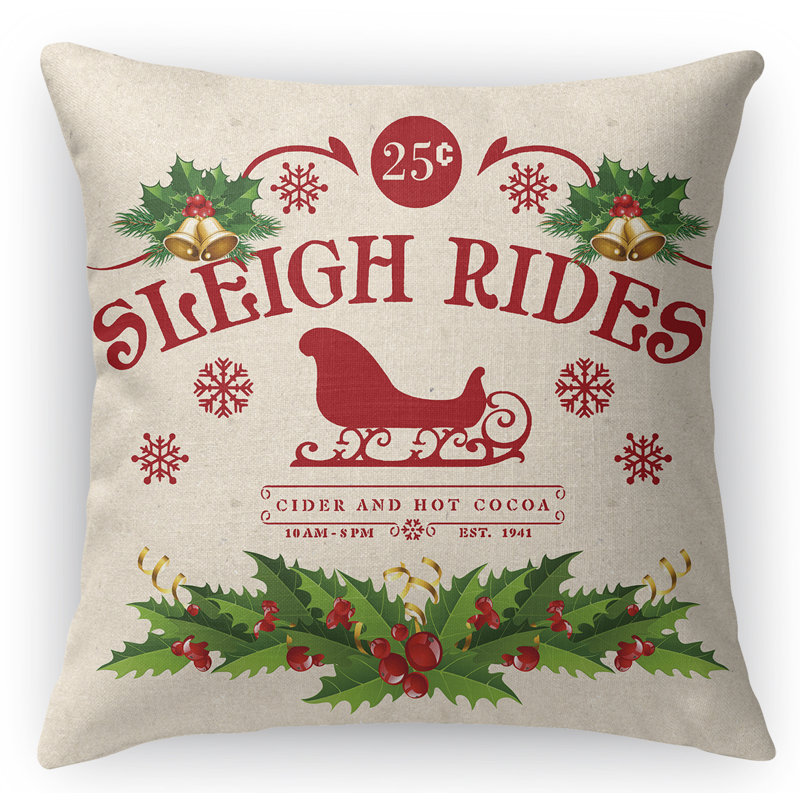 Coussin décoratif intérieur / extérieur Sleigh Ride, 16 po x 1 po, Carré