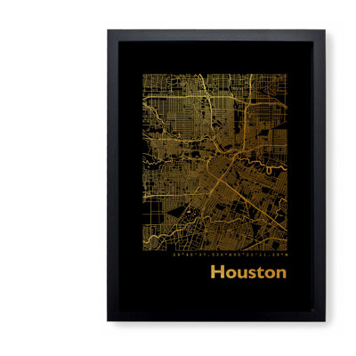 Houston Map - Single Picture Frame Print
