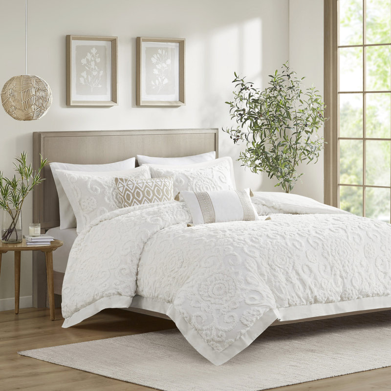 Housse de couette pour très grand lit, 100% coton, avec une charmante qualité naturelle de chenille