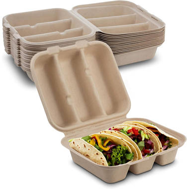 Restaurantware Asporto 34 Ounce Food Containers, 100 Microwavable Take Out  Food Containers - Clear Plastic Lids Included, WIth 4 Compartments, Black