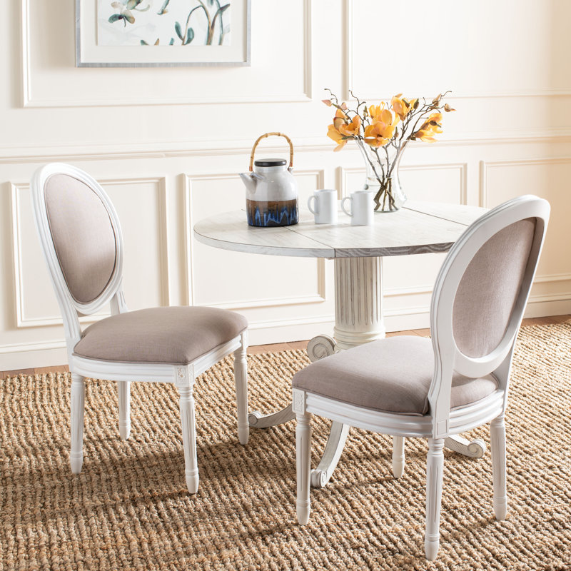 Chaise d'appoint Roi Louis en bois massif Denholme, Crème, Taupe