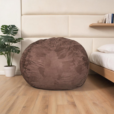 Fauteuil poire luxueux surdimensionné en microsuède brun luxueux pour la lecture et la détente dans la chambre