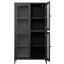 Armoire en métal à 4 tablettes avec portes en verre trempé pour terrasse - noir Rangement à 3 ou 4 tablettes