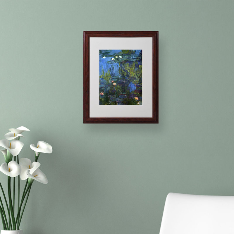 « nympheas 1914-17 » par claude monet mat, reproduction d’art encadrée, H 20 po x l 16 po x P 0,5 po, Brun