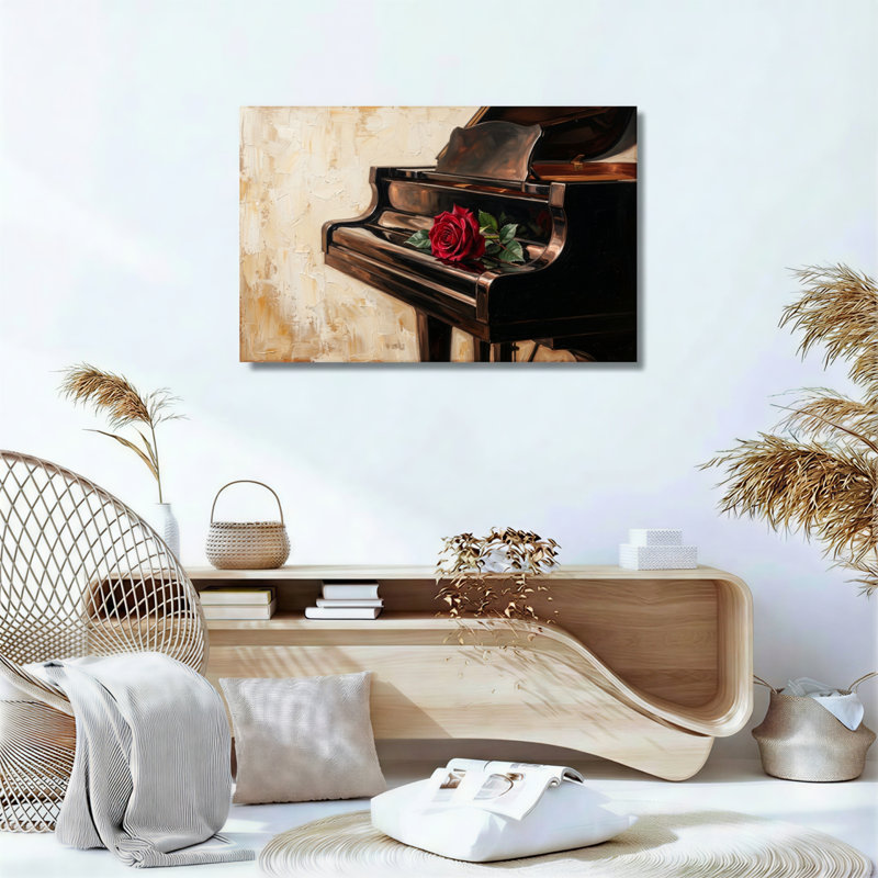 Ensemble de 1 tableau sur toile Piano Rose, H 24 po x l 36 po, Toile tendue