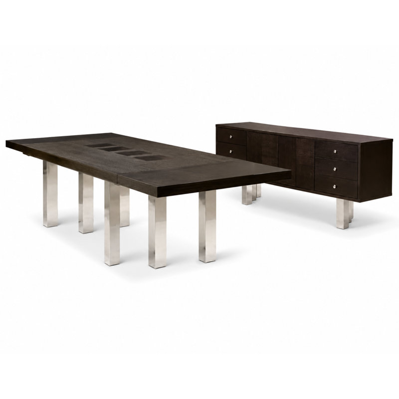 Bravo Dining Table, Silver Stainless Steel, Wenge