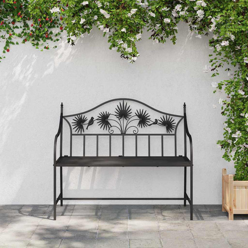 Steel Outdoor Bench, Black