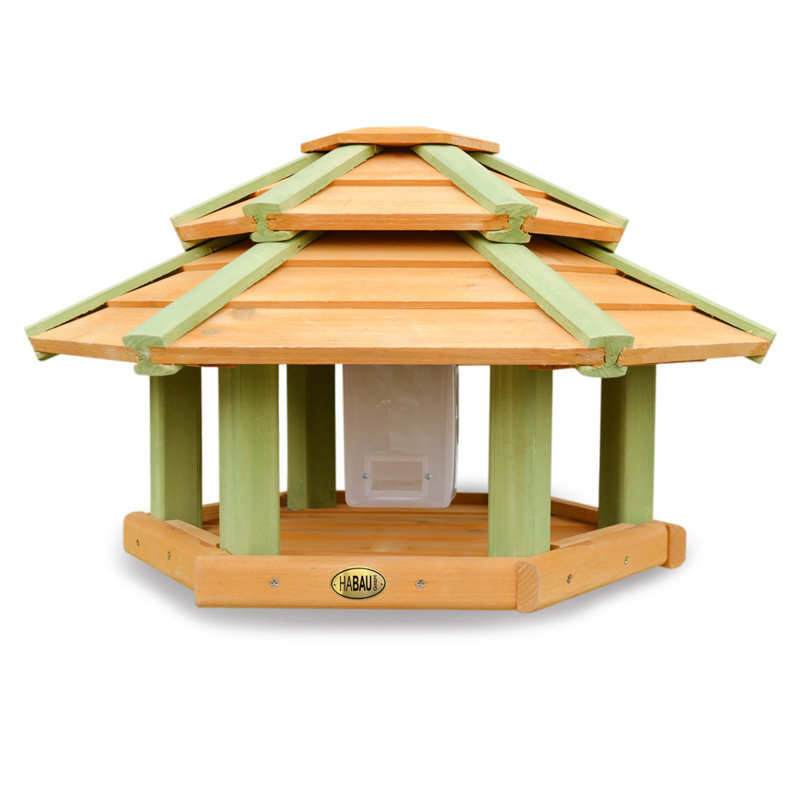 Wood Pole Tray Bird Feeder