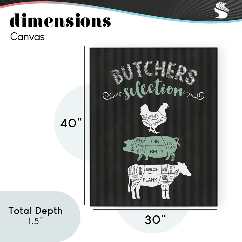 Toile noire et verte Butchers, H 40 po x l 30 po