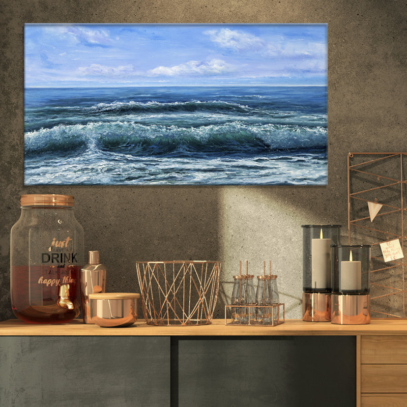 Vagues apaisantes-impression d’art graphique sur toile tendue, H 16 po x l 32 po x P 1 po