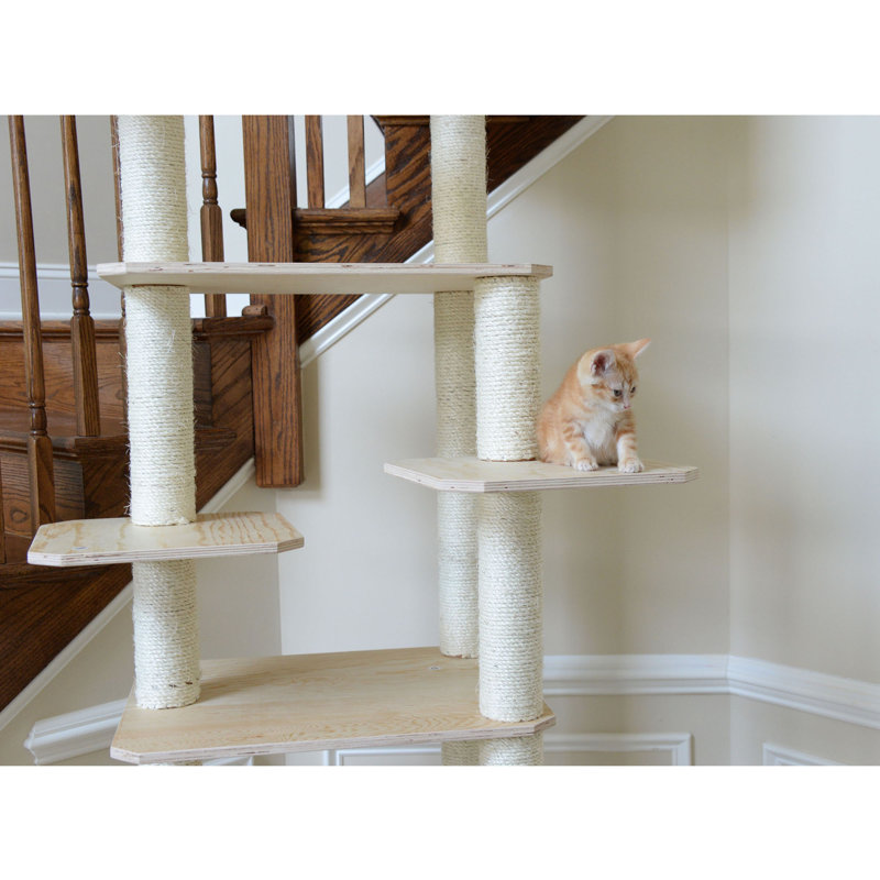 89'' Natural Beige Scots Pine Cat Tree with Sisal Posts
