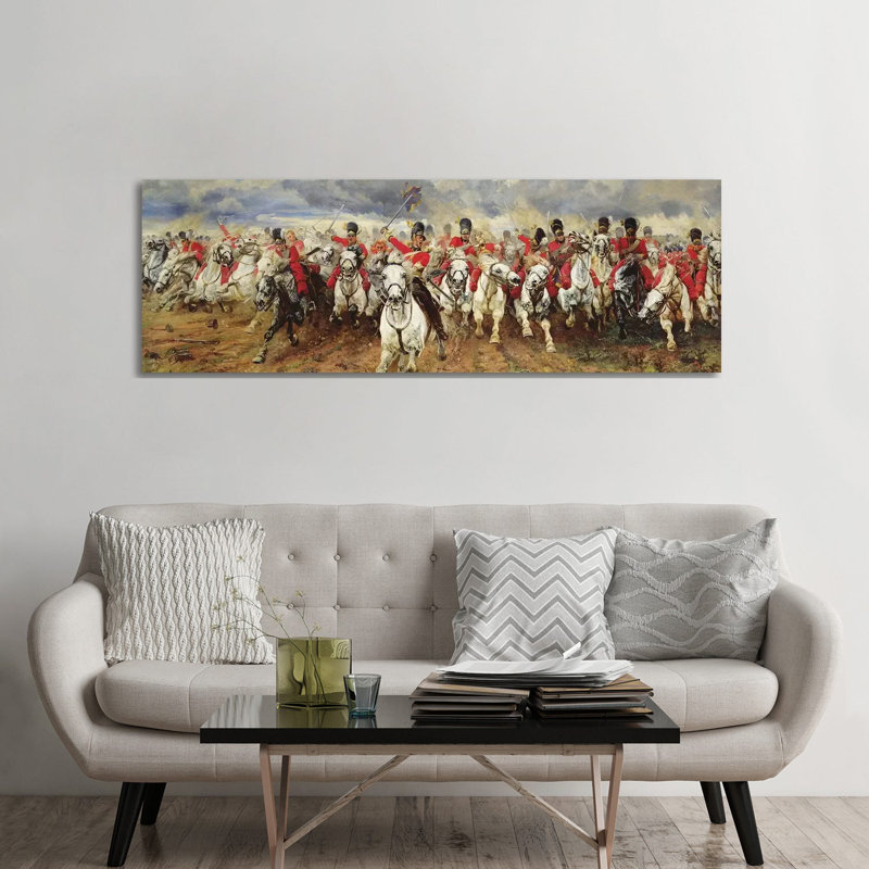 Scotland For Ever! 1881 by Lady Butler - Panoramic Painting on Canvas, Wrapped Canvas, 60.96cm H x 182.88cm W x 3.81cm D