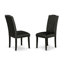 Ensemble de salle à manger 5 pièces comprenant une table de cuisine ronde avec pied central et 4 chaises de salle à manger Parson en similicuir noir, 107 x 107 cm, noir-936697409-871247614-851026235