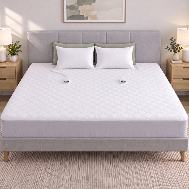 Protège-matelas chauffant, surmatelas électrique matelassé à poches profondes avec 10 réglages, Très grand