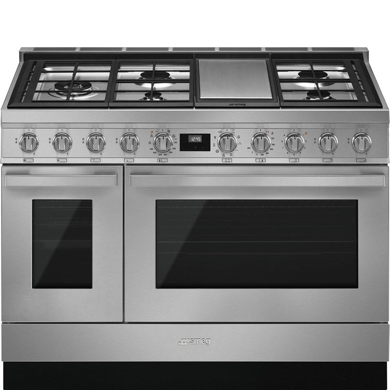 SMEG Portofino 48" 5.9 cu ft. Freestanding Dual Fuel Range, Steel
