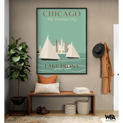 Chicago Travel Poster, Chicago Lakefront Poster, Framed Illinois Wall Art, US City Poster Print, Sails Decor, Boat Lover Gift