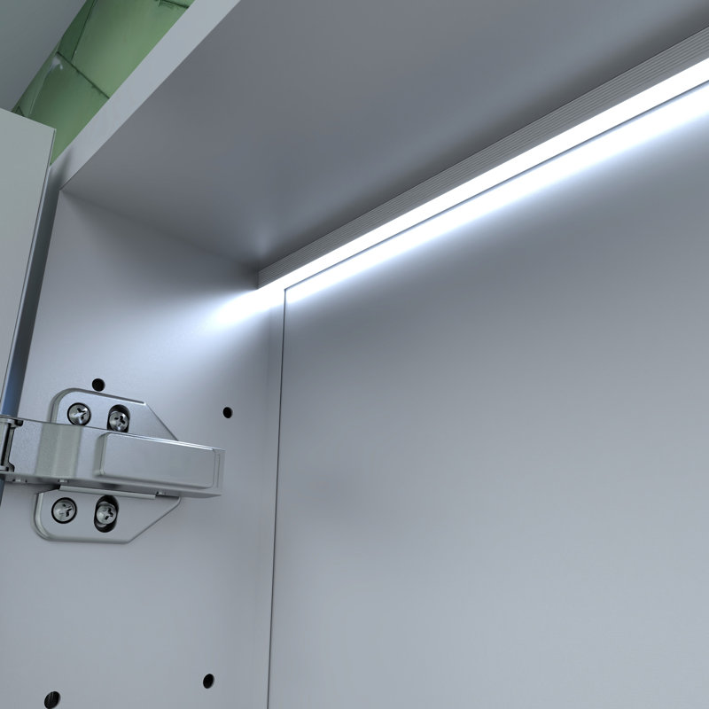 Armoire à pharmacie en aluminium argenté avec miroir, DEL, horloge, armoire résistante à la rouille, fonction de brouillard à finition brossée, biseauté
