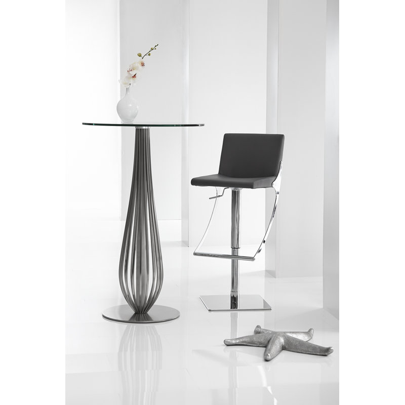 Upholstered Adjustable Height Counter Stool with Metal Frame, Black