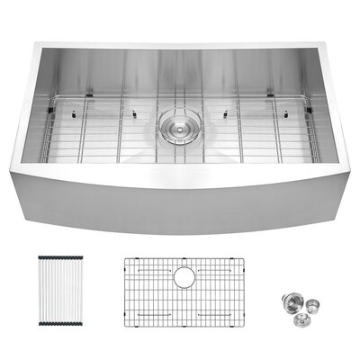 33 Inch Farmhouse Kitchen Sink Stainless Steel Single Bowl Sink Apron Front Farm Kitchen Sink -  Lordear, H-LMA33209A1